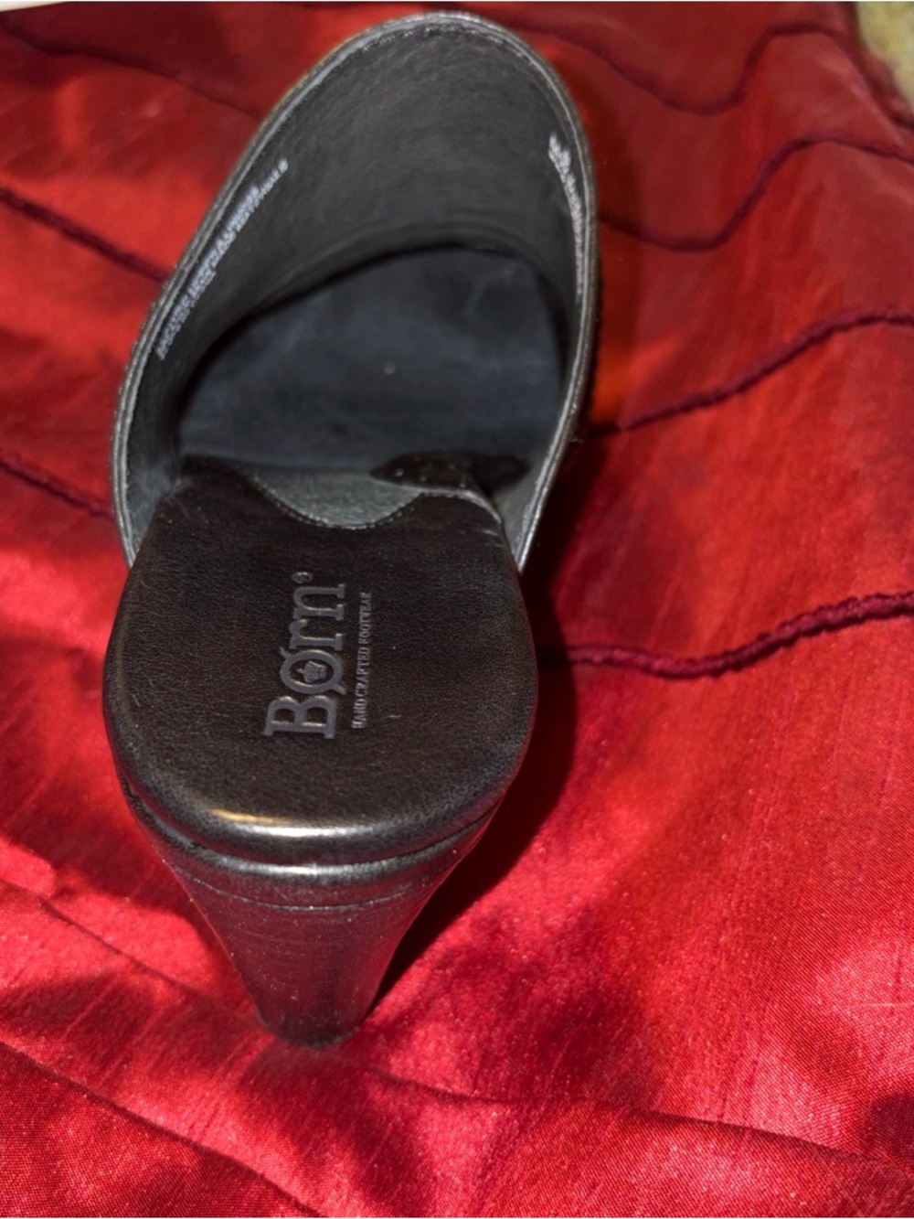 Born Black Leather Heeled Clog with Buckle Detail size 8 - Picture 4 of 7